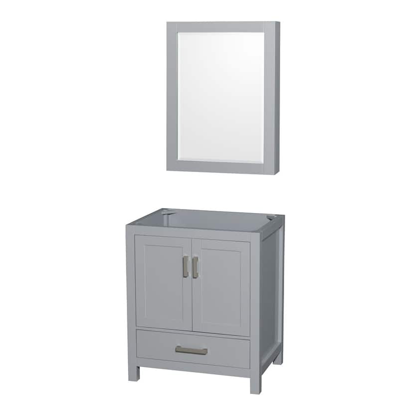 Wyndham Collection Sheffield 30" Hardwood Vanity Cabinet and Medicine - Gray - Ash Finish