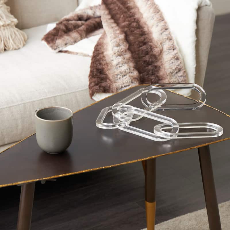 Clear Acrylic Plastic Chain Sculpture - Clear - Oval - 27" x 0" x 4"
