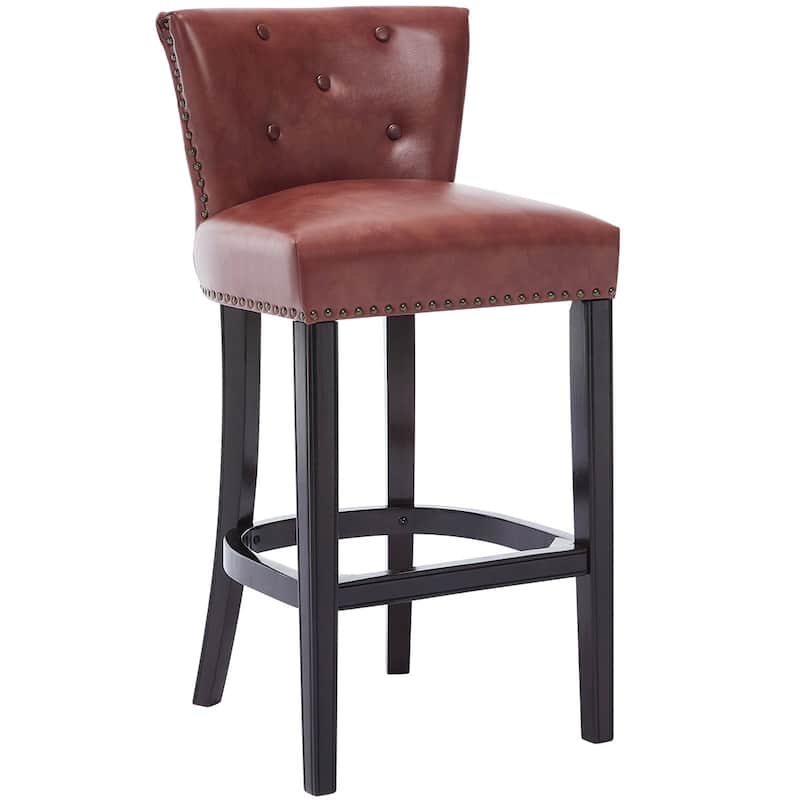 Bar Stools Set of 2,Seat Height 29.5" Leather Wooden Bar Stools