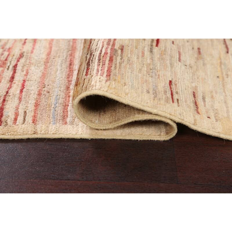 Striped Contemporary Gabbeh Kashkoli Wool Area Rug Hand-knotted Carpet - 2'4" x 4'0"