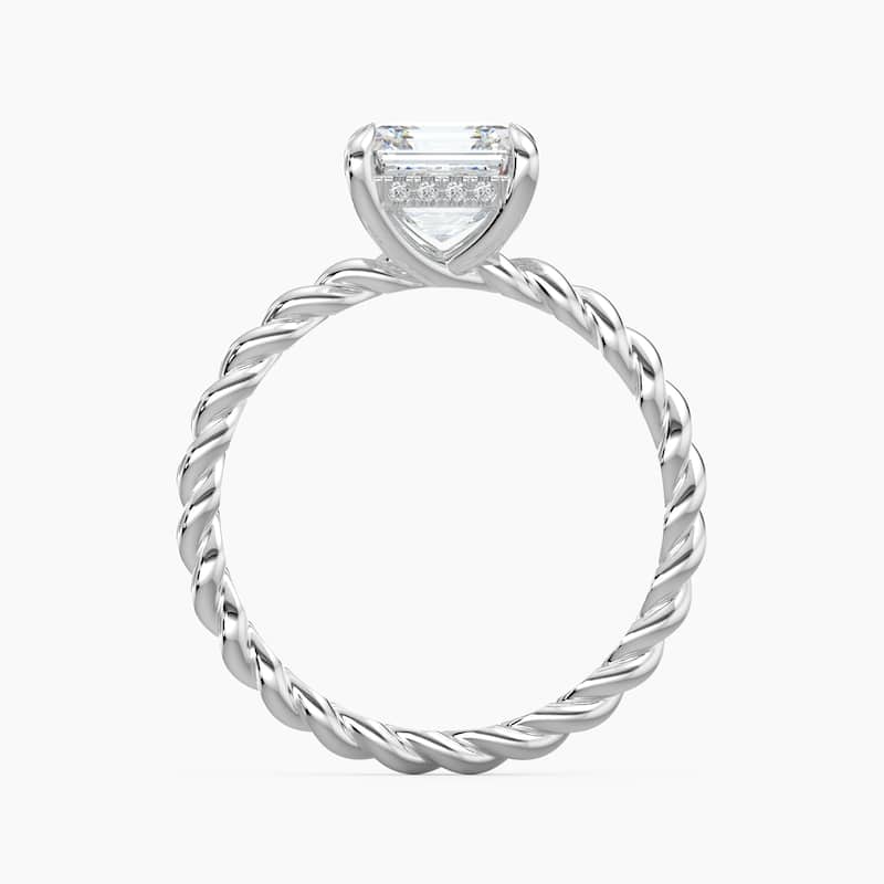 Auriya 14k Gold Lab Grown Asscher Diamond Twisted Hidden Halo Engagement Ring 1.00 to 5.00 ct. tw. (F-G, VS)