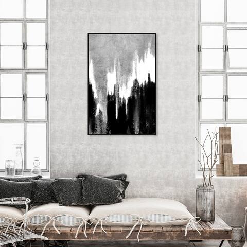 Oliver Gal 'Adore Adore Silver' Abstract Wall Art Framed Canvas Print Paint - Gray, Black
