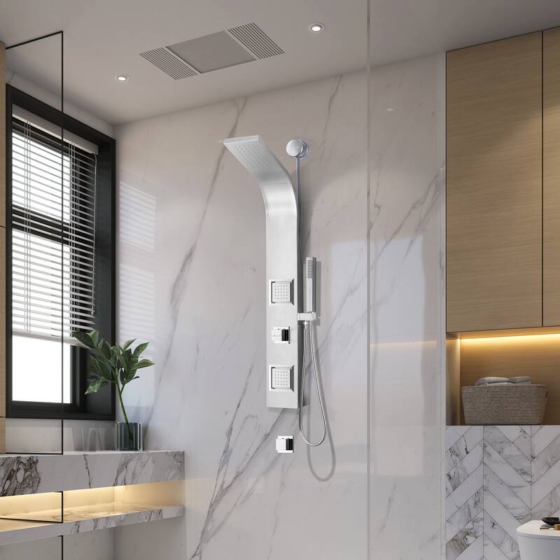 Aura 2-Jetted Shower Panel with Heavy Rain Shower & Spray Wand