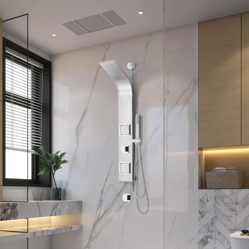 Aura 2-Jetted Shower Panel with Heavy Rain Shower & Spray Wand