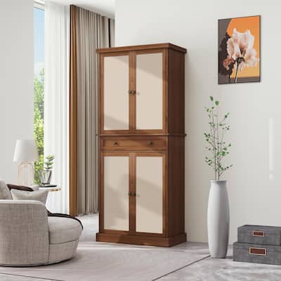 Modern 4-Door Storage Cabinet with 1 Drawer and 4 Adjustable Inner Shelves