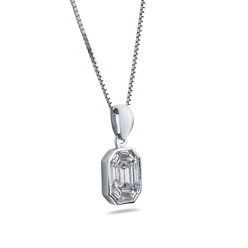 Auriya 14k Gold 1/3ctw Emerald-cut Diamond Necklace (G-H, VS1-VS12)