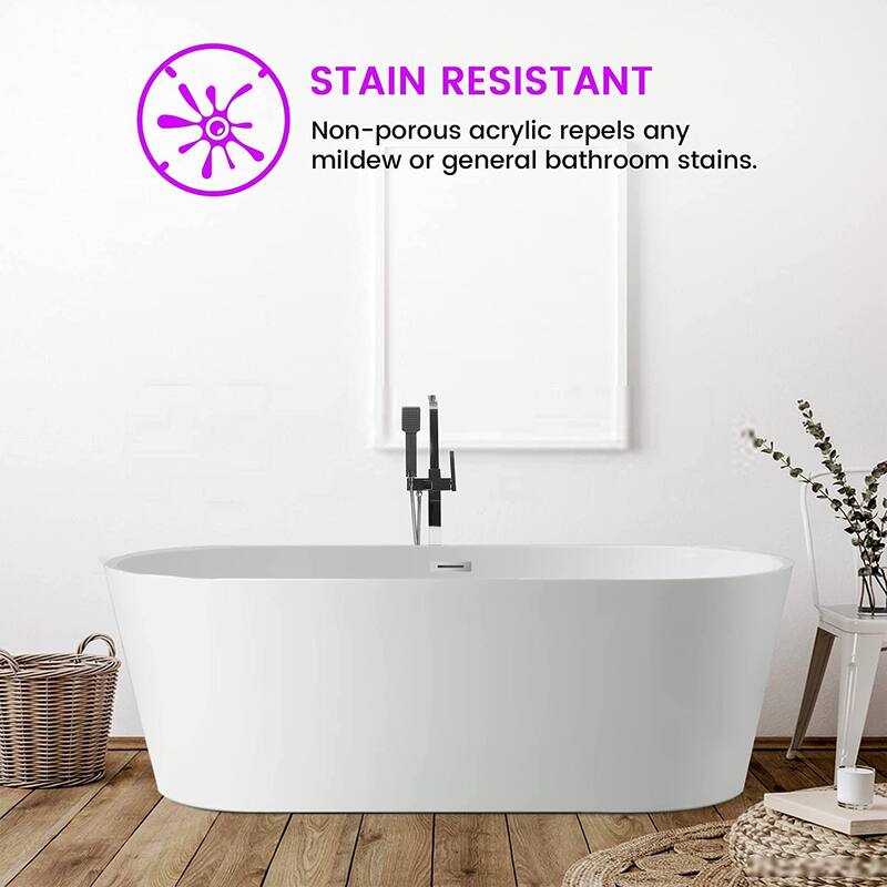 Vanity Art 67" Acrylic Freestanding Soaking Bathtub