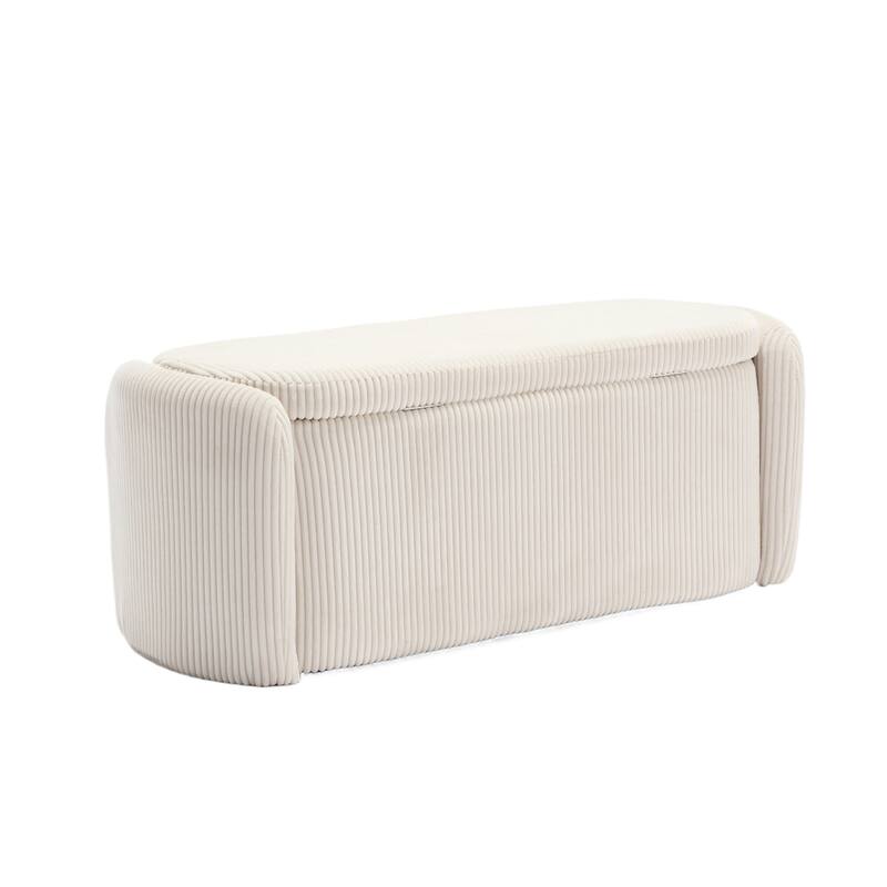 Entryway Upholstered Fabric Storage Ottoman