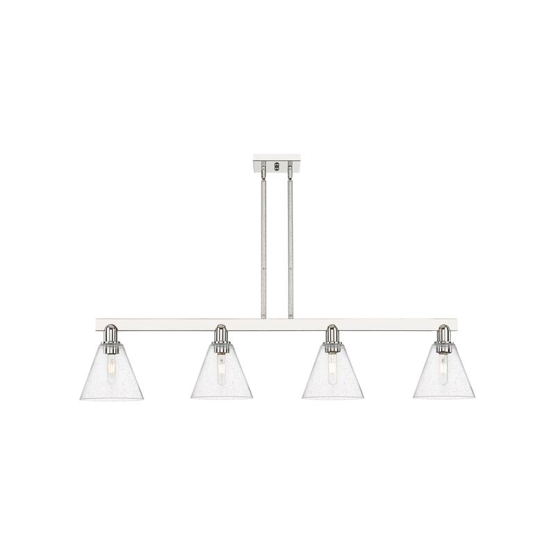 Innovations Lighting Endless Possibilities Arcadia - Berkshire Glass - 4 Light 51" Stem Hung Island Light - Polished Nickel/Seedy