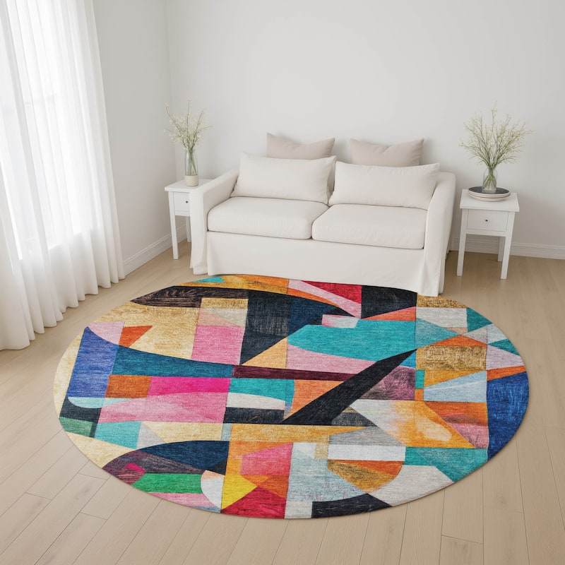 Premium Washable Super Soft Contemporary Mayfield Rug - Blue - 8' x 8'