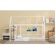 preview thumbnail 17 of 16, White Metal Twin Size Floor Bed with Desk w/USB Ports, Kids Bed with Storage Shelf