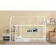 preview thumbnail 17 of 16, White Twin Size Metal Bed Frame with Desk, House Bed with Shelves and USB Ports