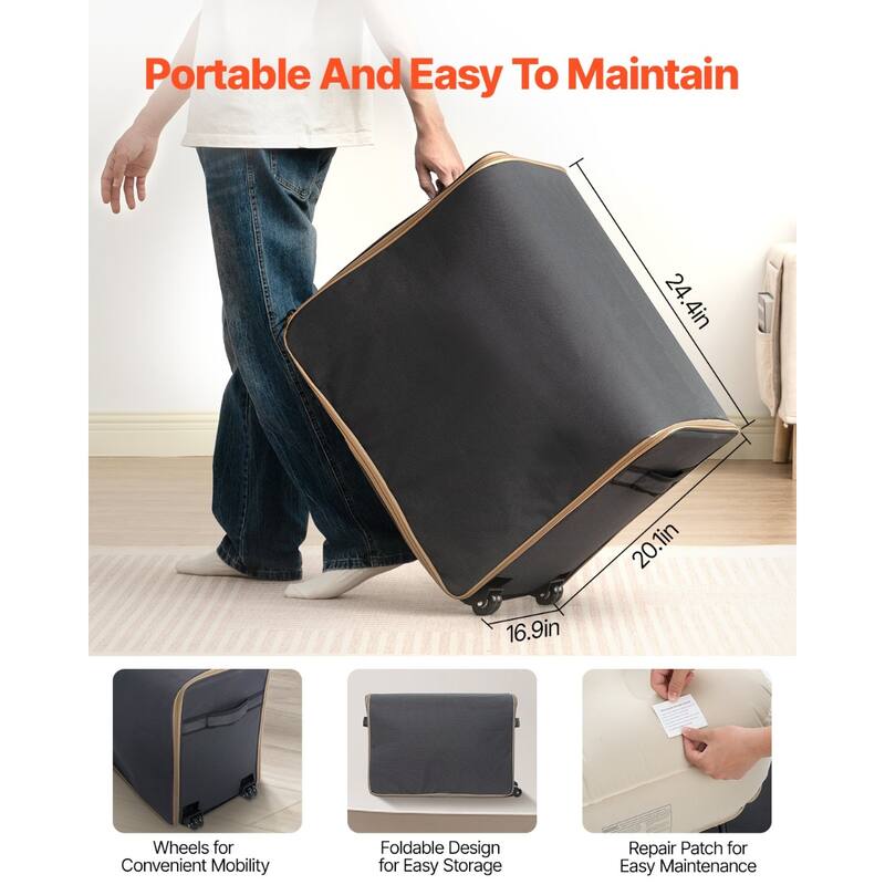 Inflatable Air Mattress with Frame and Pump for Camping or Guest Use