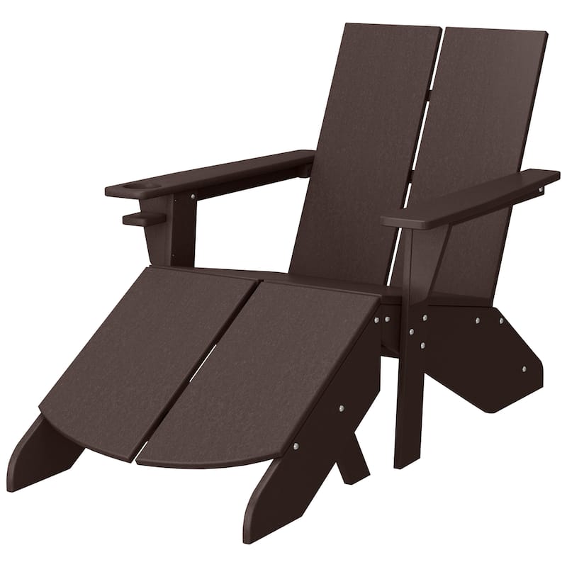 Coastin Modern Poly Adirondack Chair With Ottoman - Dark Brown