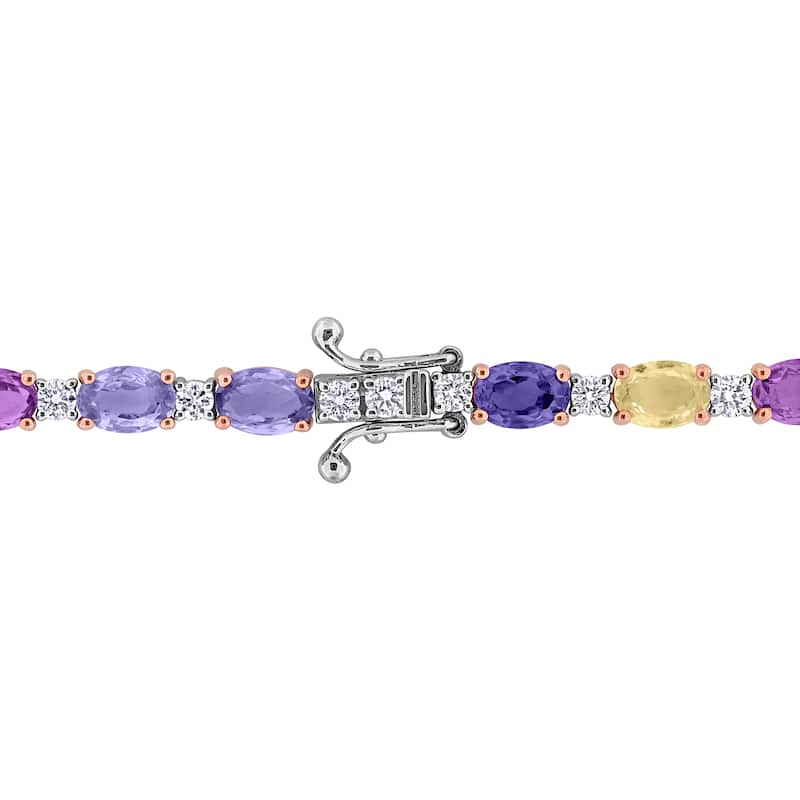 Miadora 14k Gold Diamond and Multi-Color Sapphire Tennis Bracelet