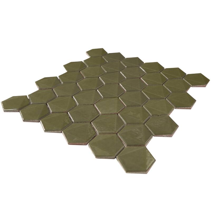 3D Hexagon 2" x 2" Glossy Porcelain Mosaic Tile