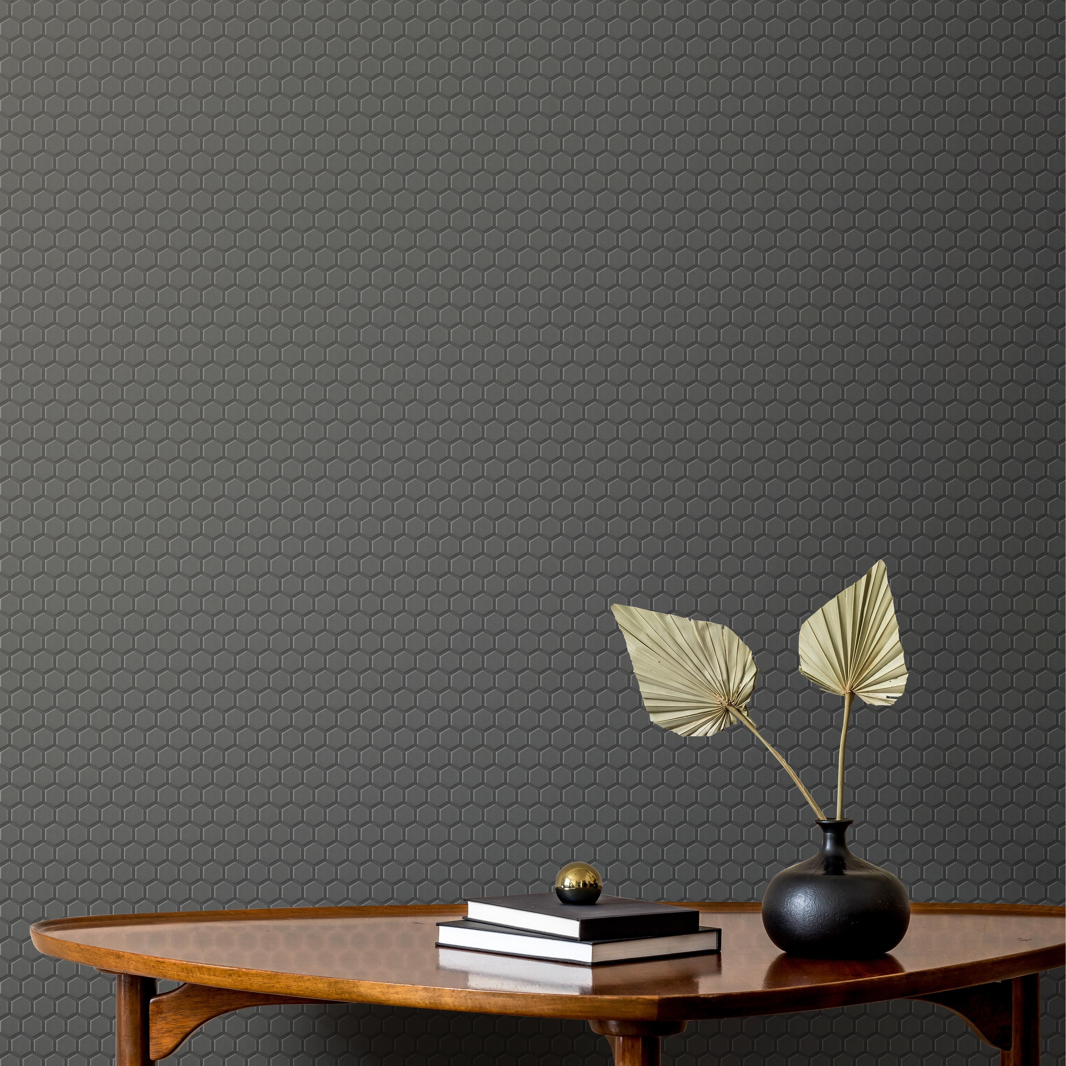 Merola Tile Metropolis 1" Hex Unglazed Black 10-1/4" x 12" Porcelain Mosaic Floor and Wall Tile - Case (10 Tiles)