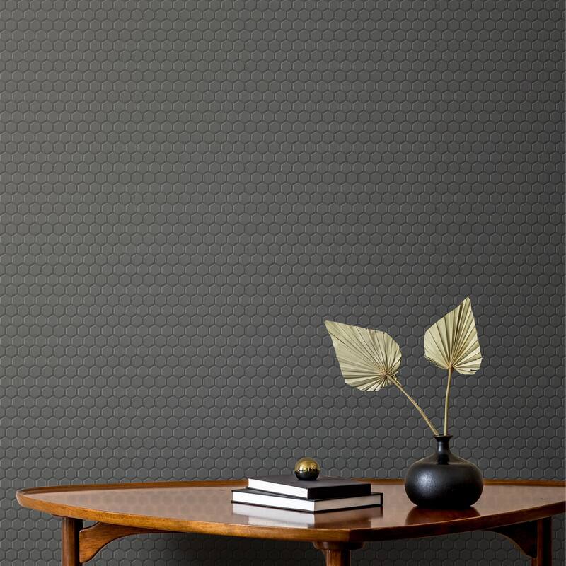 Merola Tile Metropolis 1" Hex Unglazed Black 10-1/4" x 12" Porcelain Mosaic Floor and Wall Tile - Case (10 Tiles) - Black - Case (10 Tiles)