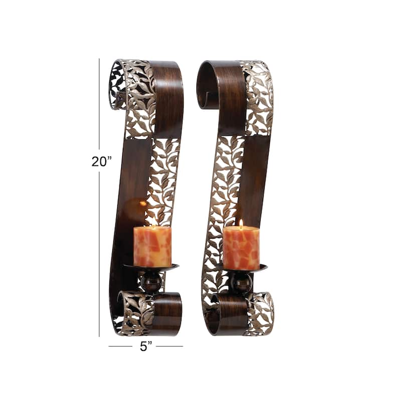 Mango Wood Distressed Turned Pillar Decorative Candle Holder - Set of 3 - Roche River Decor