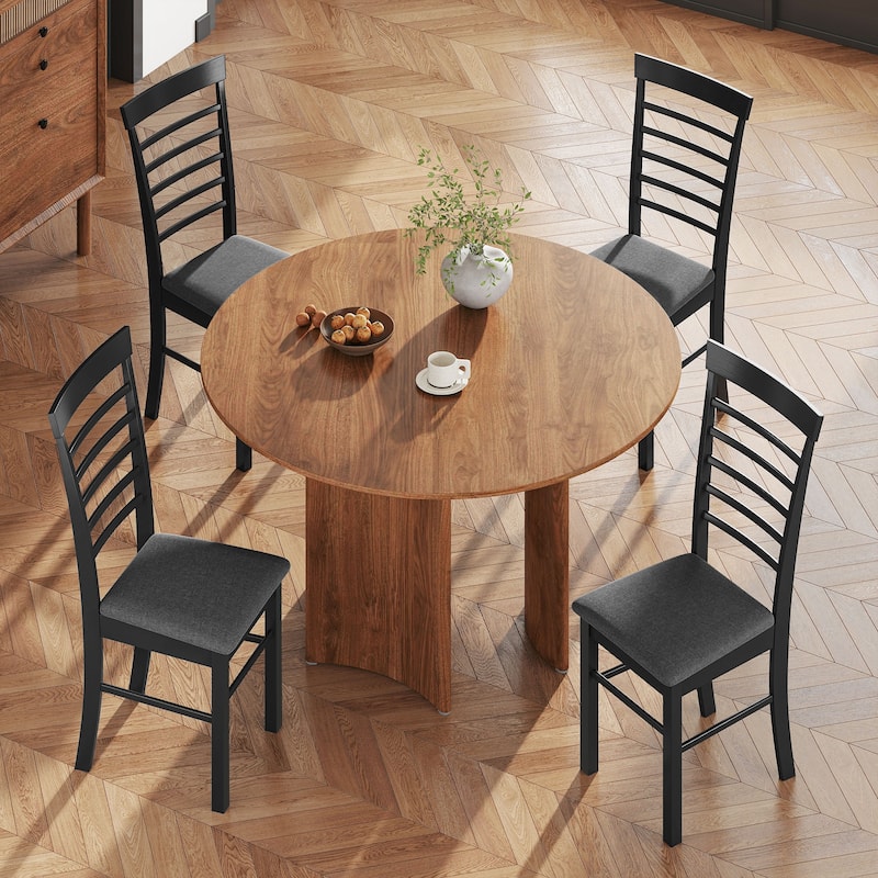 Set of 2 Armless Dining Chairs with Linen-Feel Fabric Seat and Rubber Wood Legs for Kitchen Use - 17.1" W x 20.1" D x 37" H