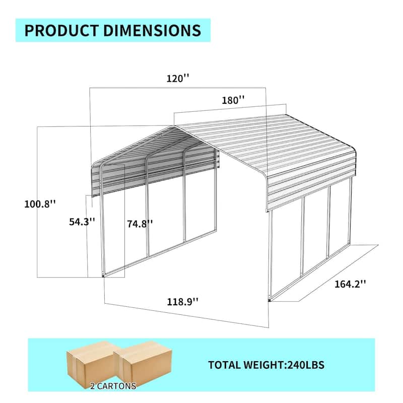 Outdoor Heavy Duty Metal Garage Car Shelter Carport for Boats, Truck