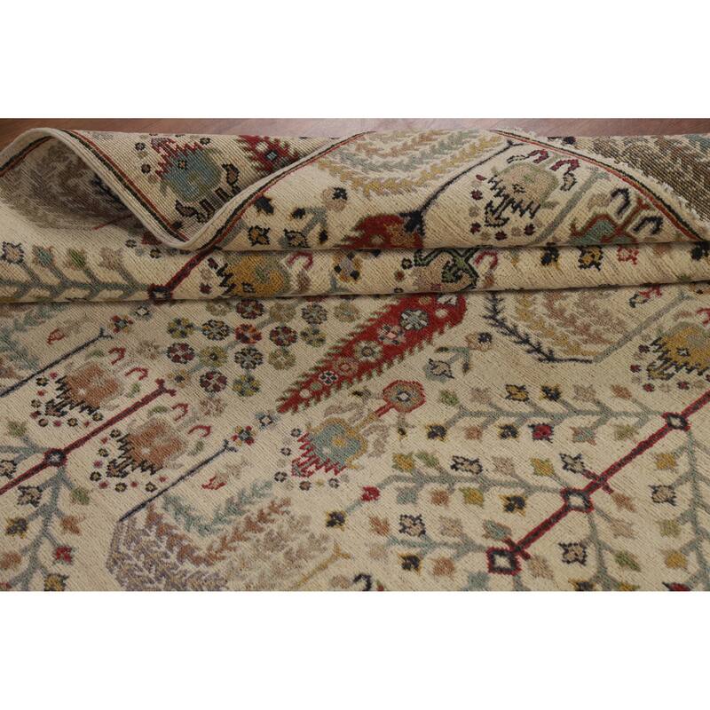 Hand Knotted Oriental 100% Wool Carpet Traditional All-Over Beige & Ivories Ziegler Area Rug - 6' 7'' X 5' 0''