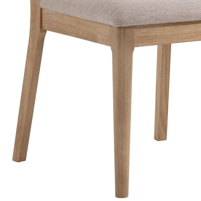 Dining Chair Set of 2, Khaki Padded Fabric Seat, Brown Wood Legs