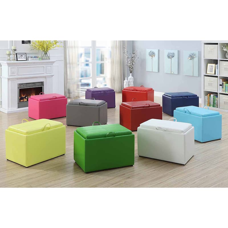 Blue Storage Ottoman with Tray - Stylish Accent Furniture with Reversible Top and Spacious Storage for Living Room or Office