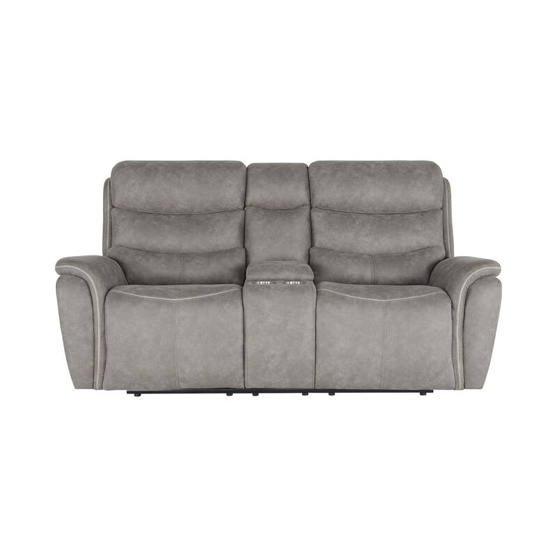 Folu Power Reclining Sofa, 76 Inch, Gray Fabric Upholstery, USB Ports