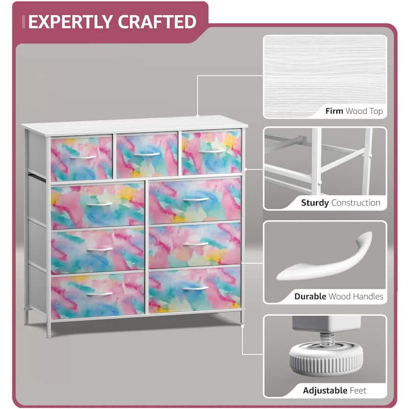 Modern Color Print 9-cubby Storage Tower