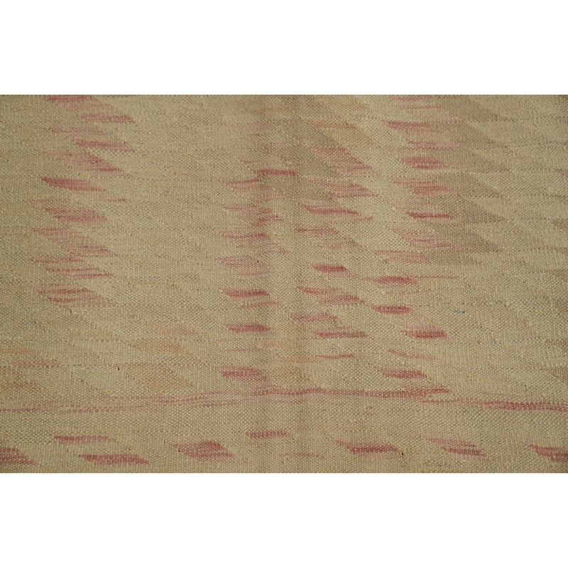 Hand Woven Oriental 100% Wool Carpet Southwestern Tribal Beige & Ivories Kilim Area Rug - 6' 4'' X 3' 11''