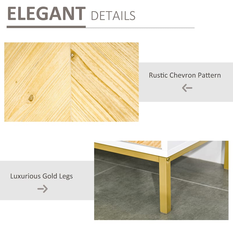 Push-to-Open Sideboard Buffet Cabinet, Kitchen Cabinet, Coffee Bar Cabinet with Chevron Pattern & Adjustable Shelf