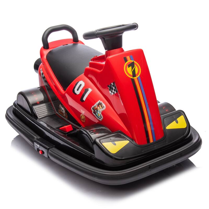 12V Kids Electric Bumper Car, Dual Motors, 360° Rotation, LED Flow Lights, Music, Horn & Fun Collision Effects for Ages 3-5