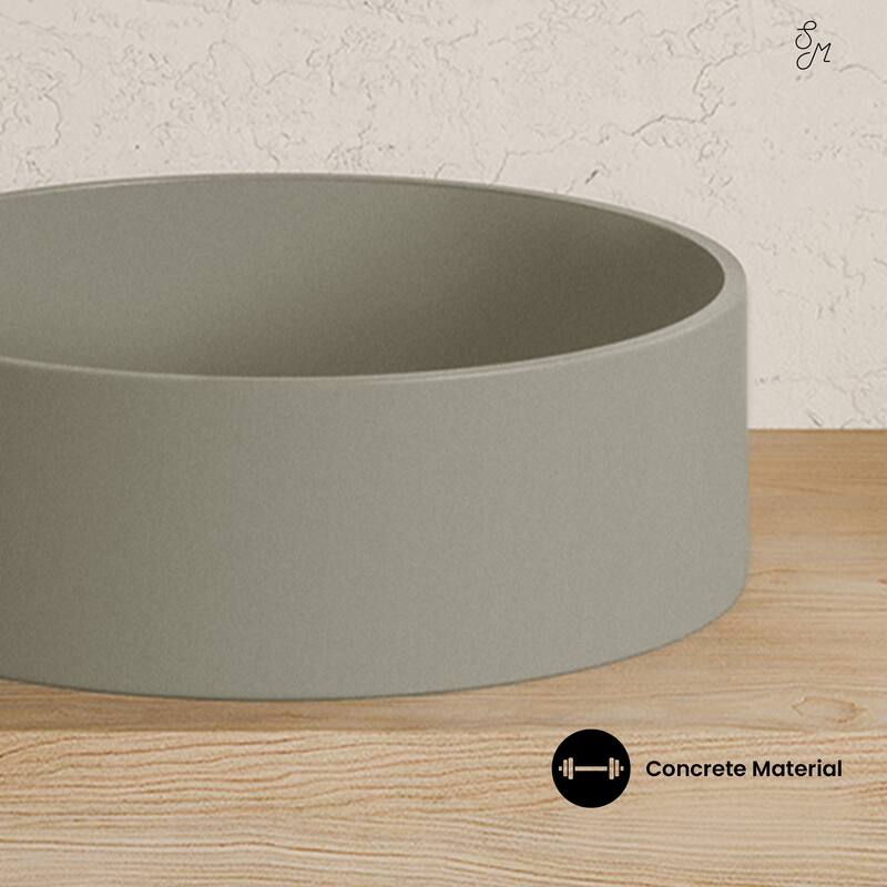 Lisse 14.5" Concrete Round Vessel Sink In Matte Taupe - 14.5