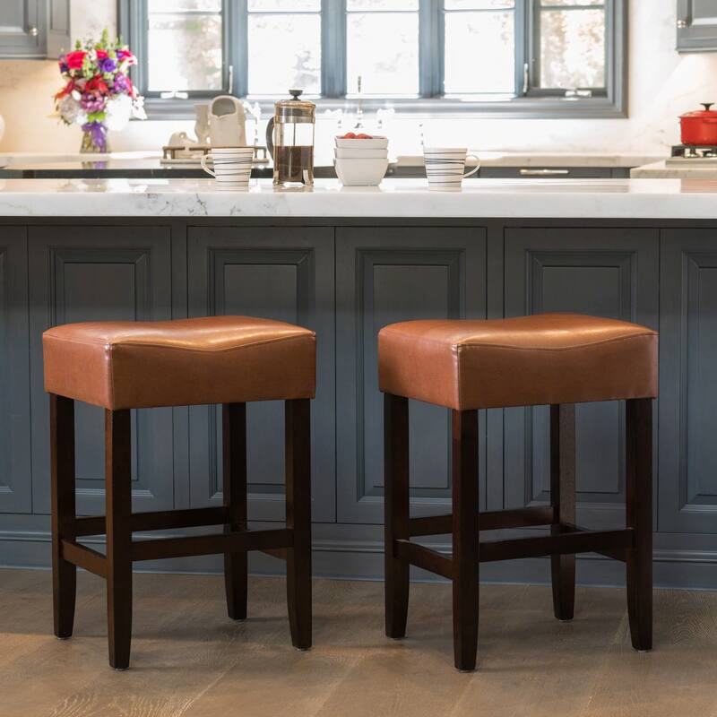 High Barstool Set of 2, Wood Frame Upholstered Dining Chair, Backless Counter Chair, Living Room Lounge Entertainment Chair