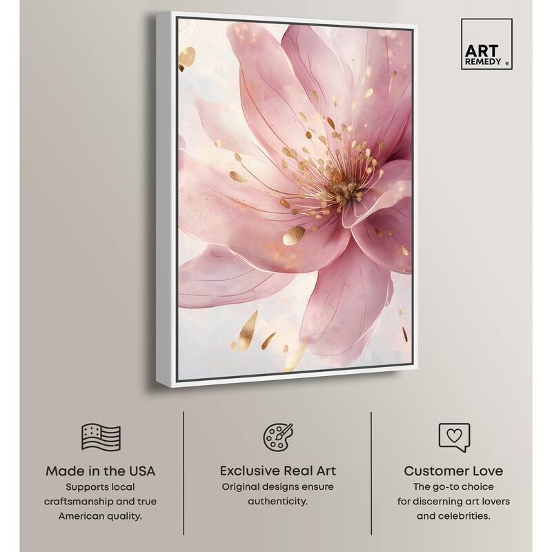 Pink and Gold Bloom Canvas by Art Remedy