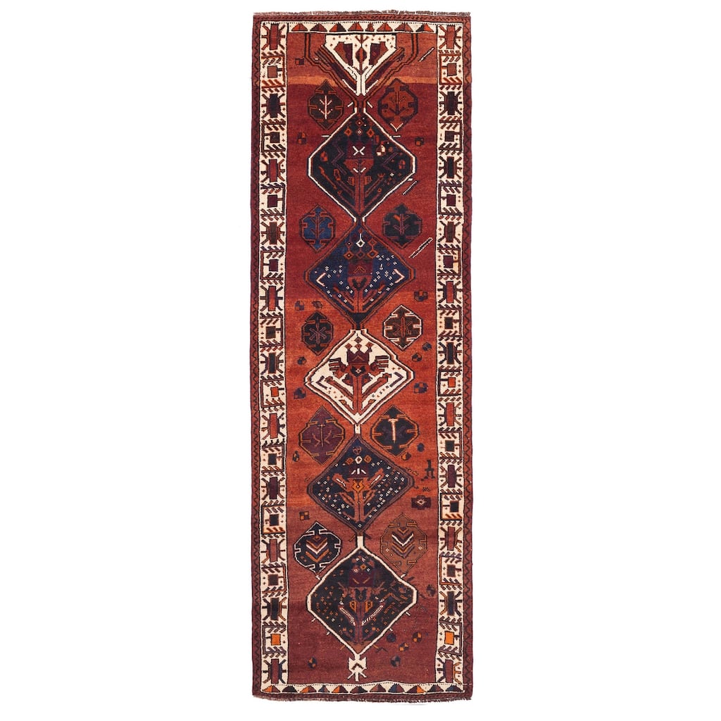 ECARPETGALLERY Hand-knotted Melis Vintage Dark Copper, Dark Red Wool Rug - 4'2 x 14'2