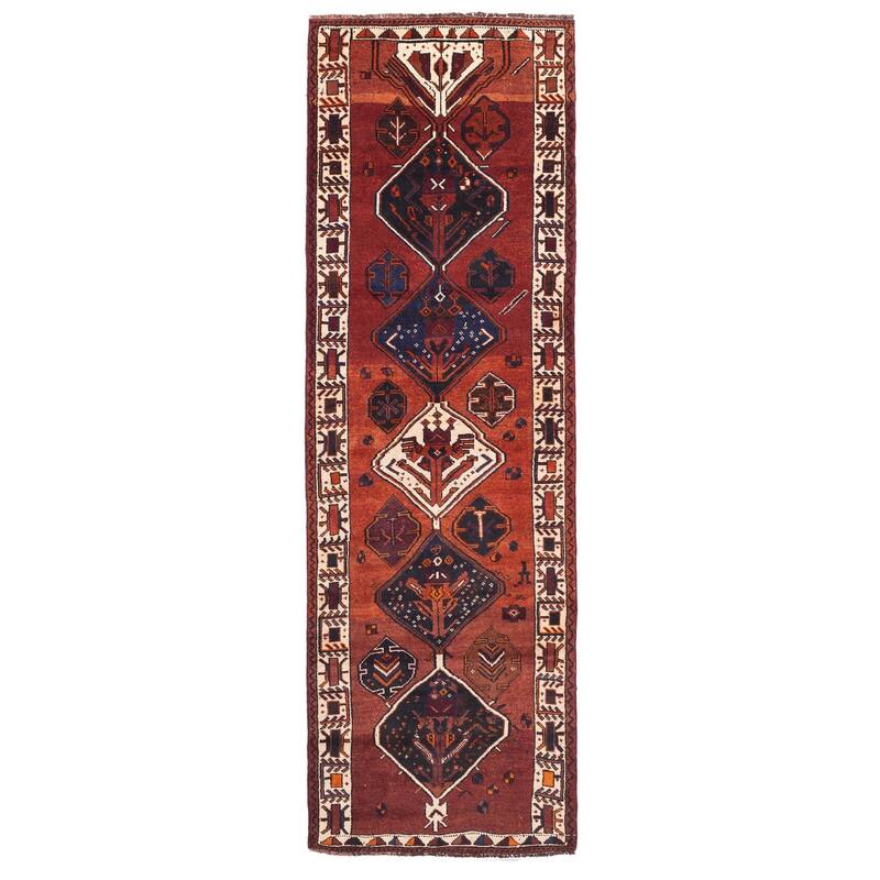 ECARPETGALLERY Hand-knotted Melis Vintage Dark Copper, Dark Red Wool Rug - 4'2 x 14'2