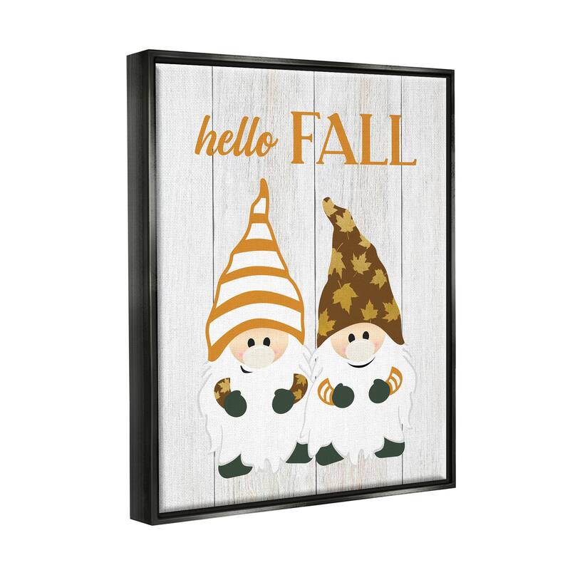 Stupell Hello Fall Whimsical Gnomes Framed Floater Canvas Wall Art, Design by CAD Designs