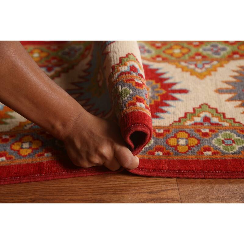 Geometric Traditional Kazak Oriental Area Rug Hand-knotted Wool Carpet - 6'7" x 10'0"