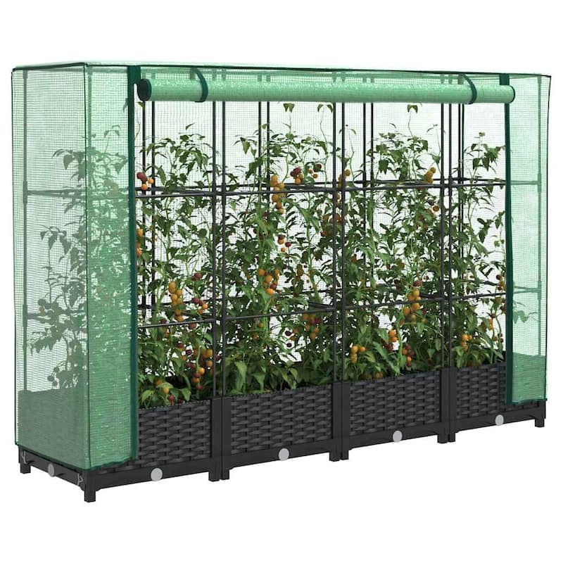 vidaXL Raised Bed Black, Green Polypropylene, Polyethylene, Iron Large - 15.7 x 63.0 x 48.4