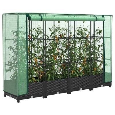 vidaXL Raised Bed Black, Green Polypropylene, Polyethylene, Iron Large - 15.7 x 63.0 x 48.4