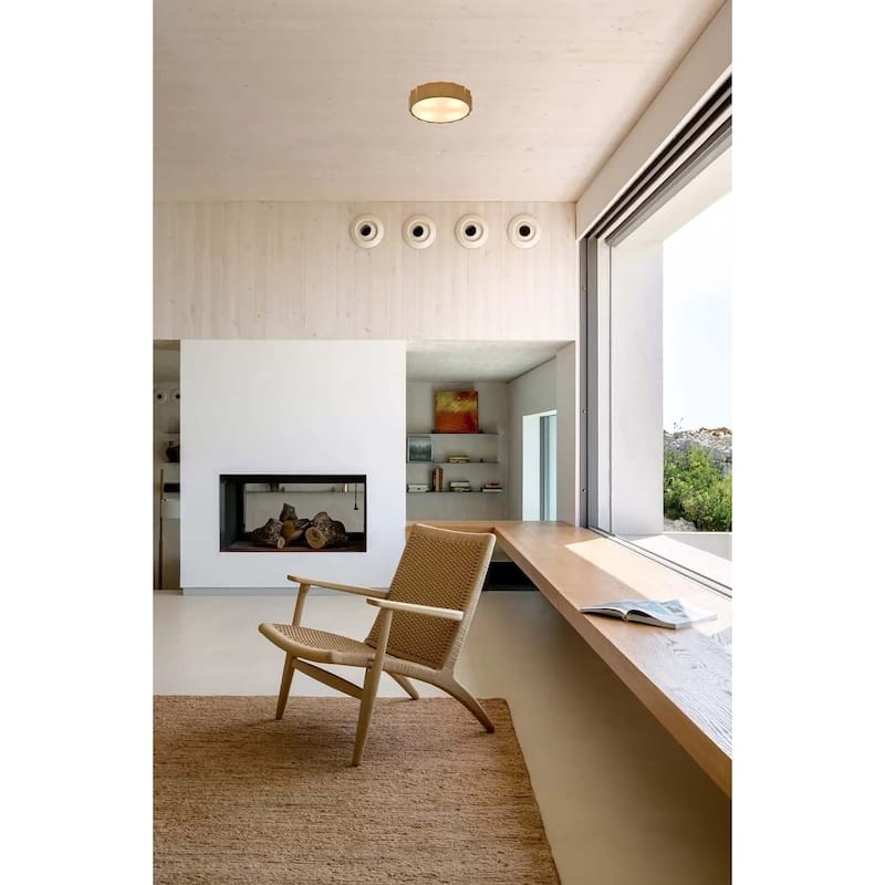 4 Light Brass Iron Flush Mount With White Bottom Cover