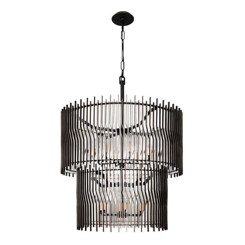 Varaluz Park Row 2-Tier Chandelier - Matte Black/French Gold