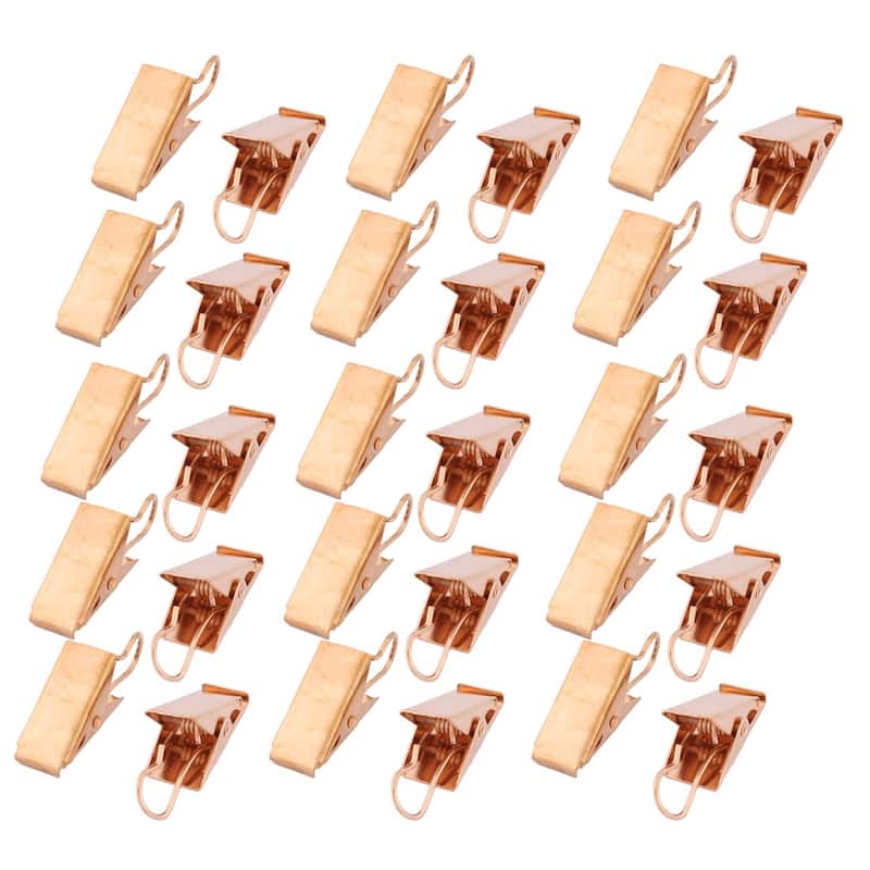 Restaurant Metal Spring Loaded Sawtooth Curtain Hook Clip Clamp 30Pcs - Gold Tone - 1" x 0.6" x 0.6"(L*W*H)