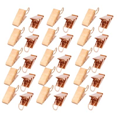 Restaurant Metal Spring Loaded Sawtooth Curtain Hook Clip Clamp 30Pcs - Gold Tone - 1" x 0.6" x 0.6"(L*W*H)