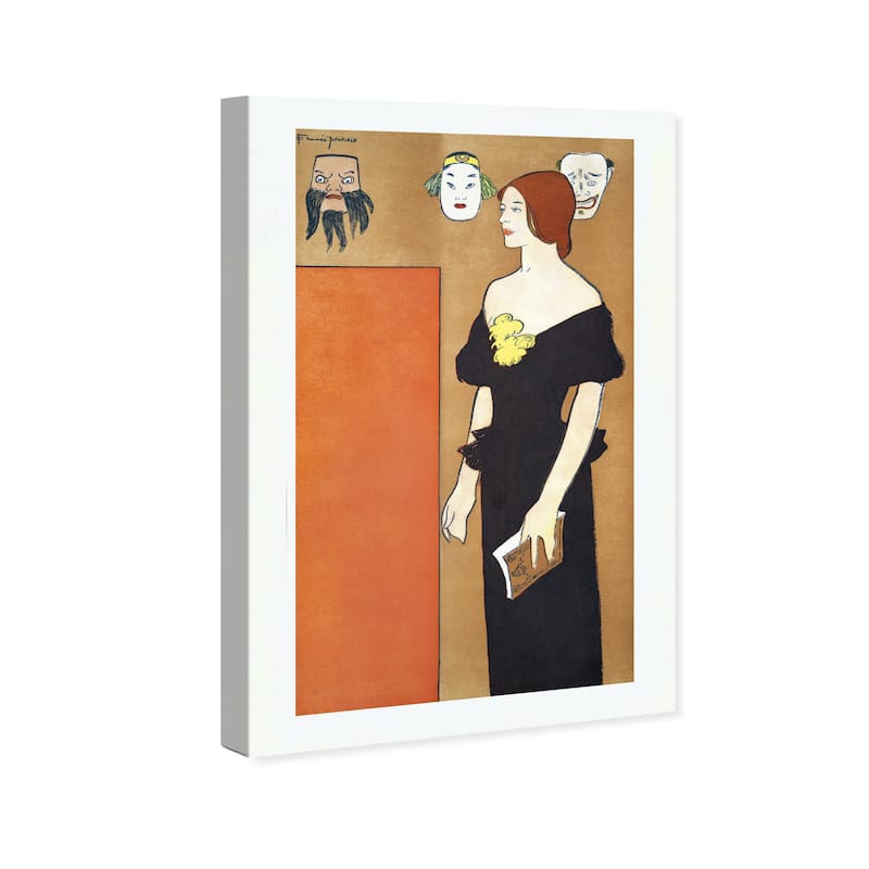 Wynwood Studio Canvas Fashion and Glam Woman in black dress - Edward Penfield Orange and Vintage Wall Art Canvas Print