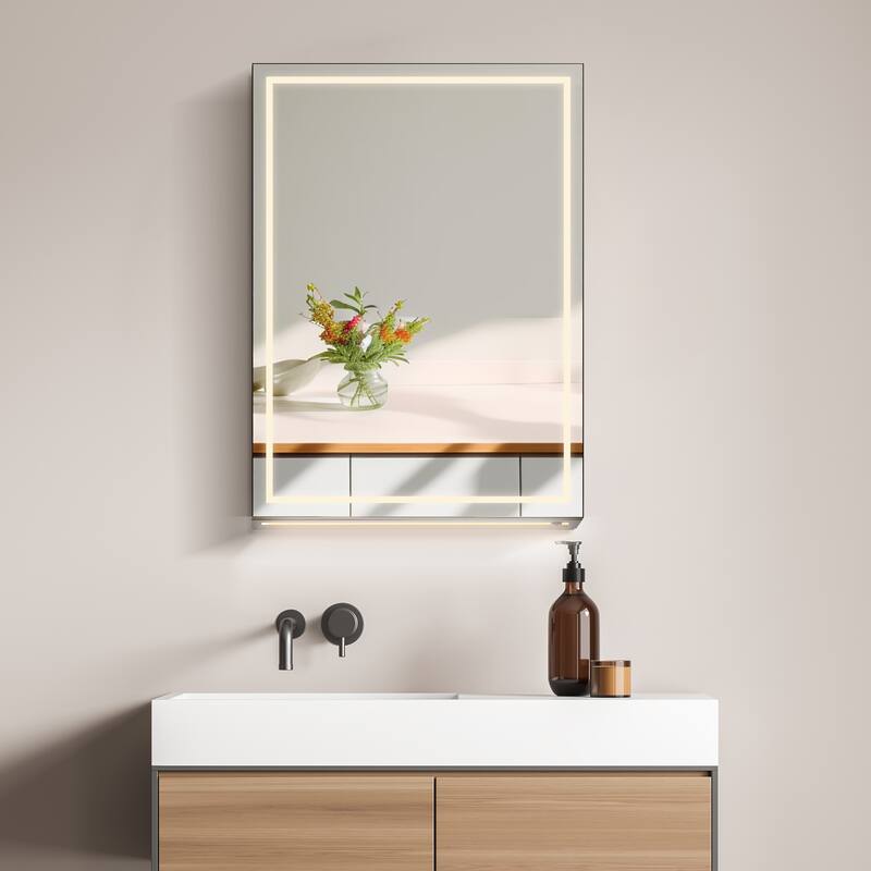 Hesili Rectangular Frameless LED Lighted Bathroom Mirror Medicine Cabinet