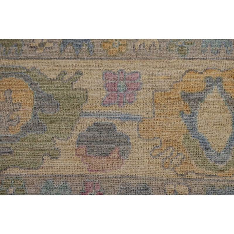 Light Blue Oushak Turkish Large Rug Handmade Wool Carpet - 10'0"x 13'9"