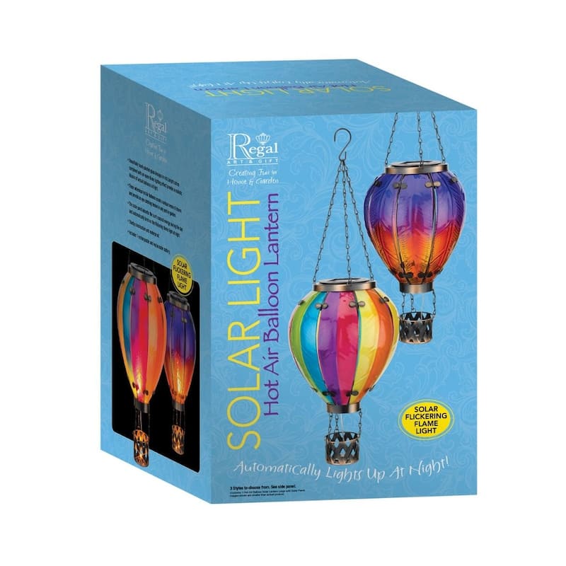 Hot Air Balloon Solar Lantern LG - Stripe - 7.5''x7.5''x23.5''